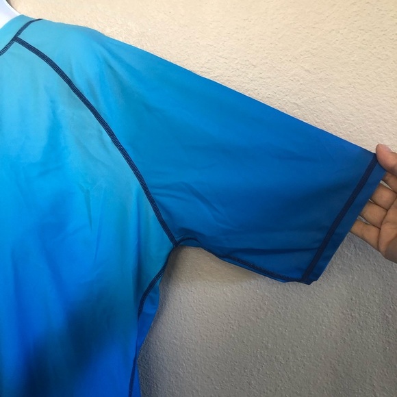 Joybik Blue Gradient Rashguard UPF50 With Black Swim Shorts Set Plus Size 3X/4X - Picture 5 of 16